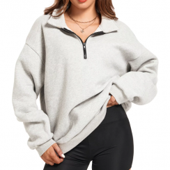 Oversized Long Sleeve Quarter Zip Winter Sweatshirt for Momen