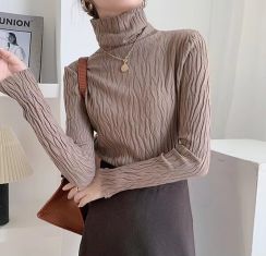 3Pcs Winter High Neck Full Sleeve Knit Woven Womens Pullovers