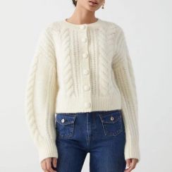 Womens Fashion Crew Neck Knit Cardigan Sweater