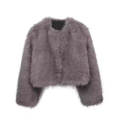 Womens Faux Fur Jacket Vintage Coat