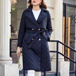 2Pcs Winter Cotton Fashion Windproof Long Jacket