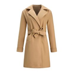 3Pcs Fall and Winter Women Slim Belt Lapel Coat