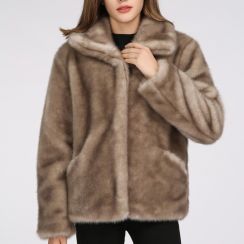 2Pcs Winter Womens Faux Fur Coat